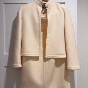 Louis Feraud Paris Vintage Coat & Skirt Set |Cream |Structured Designer |Size 36